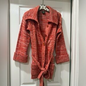 Women's Red Knit Sweater Cardigan vintage 1970’s